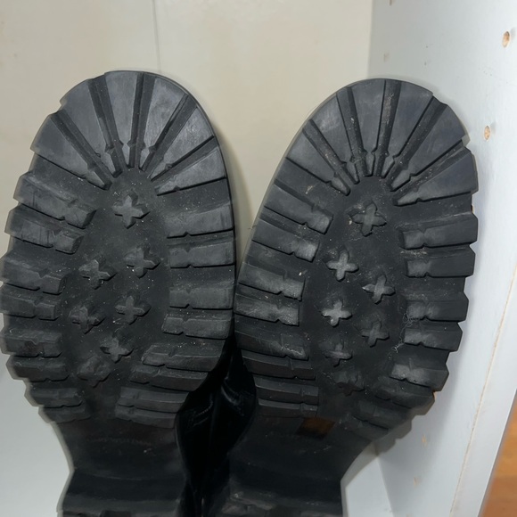 Stuart Weitzman Black Combat Boots with Pearl Accents - Picture 3 of 4